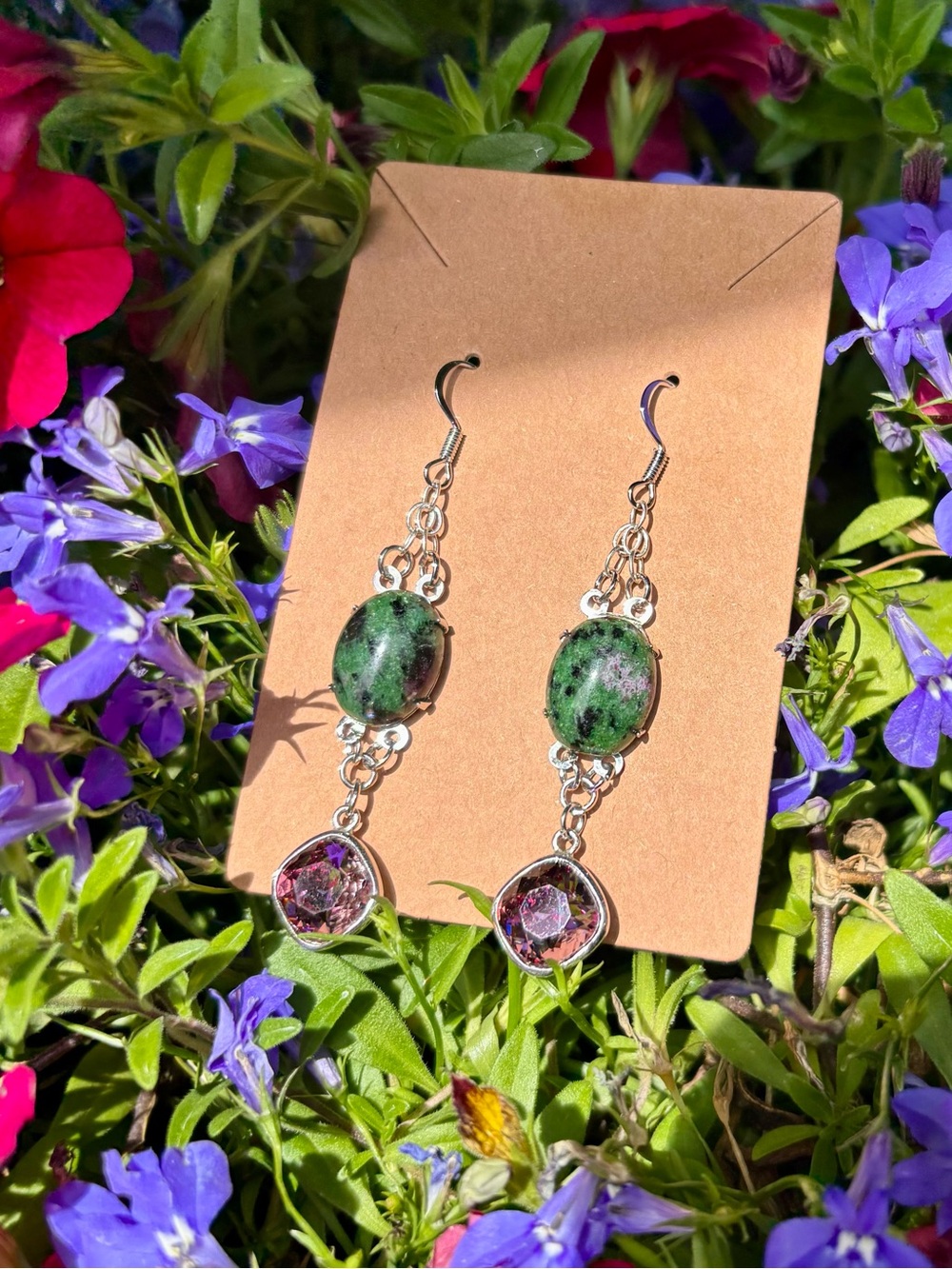 Ruby zoisite earrings. - Picture 4 of 13